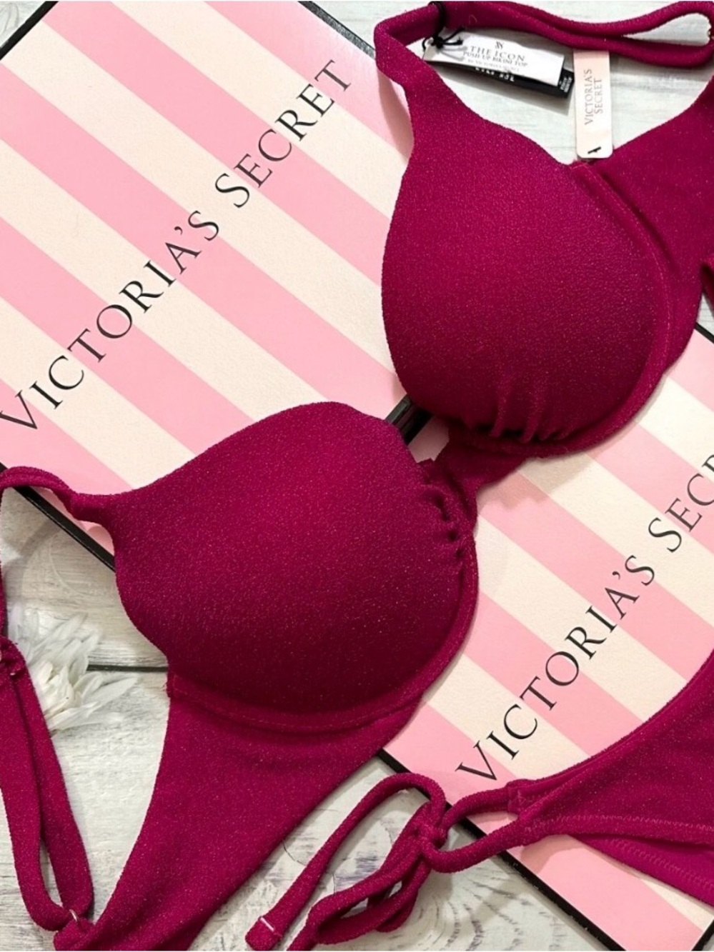 Victoria's Secret Shimmery Berry Push-Up Bikini Top 34DD